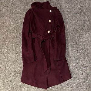 Guess midi pea coat maroon size S